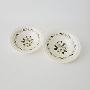 Steubenville Monticello Berry Bowl Set Cornelia Dogwood Floral 1940s USA Made